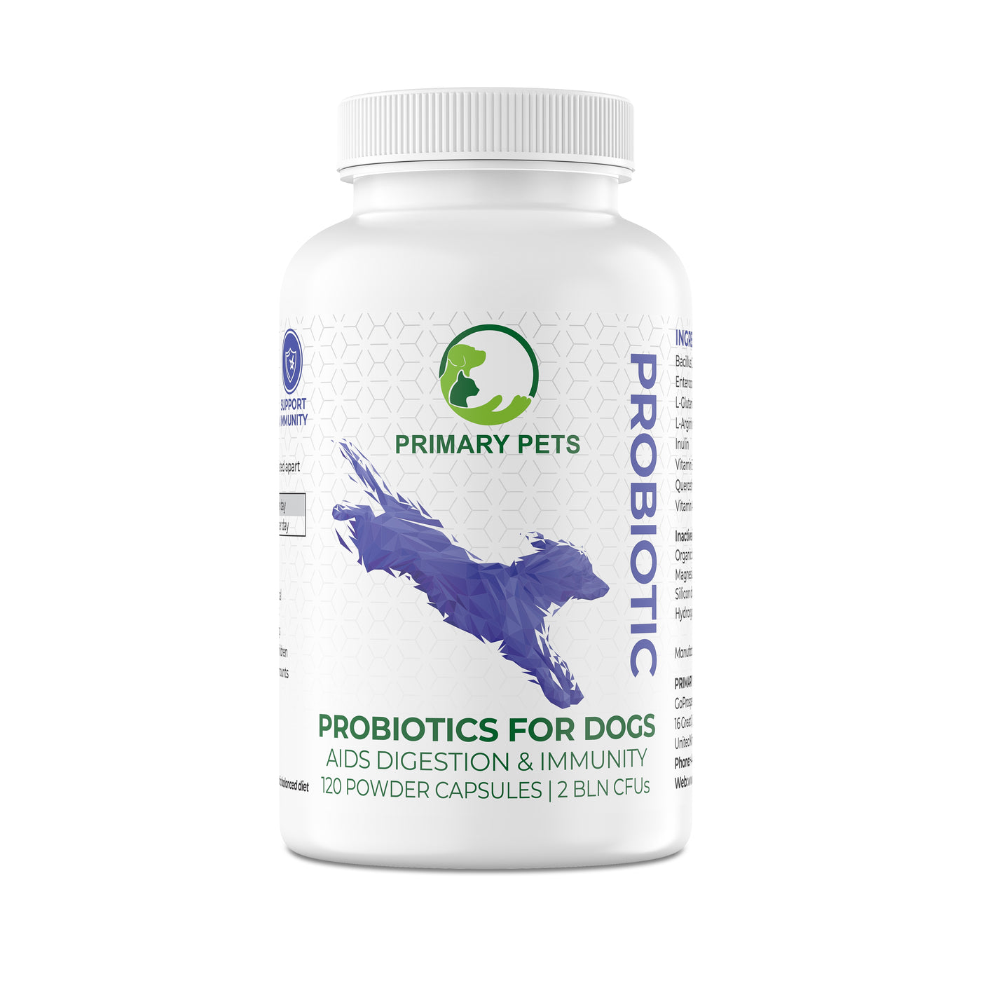 Probiotics for Dogs with Prebiotics | 120 Powder Capsules