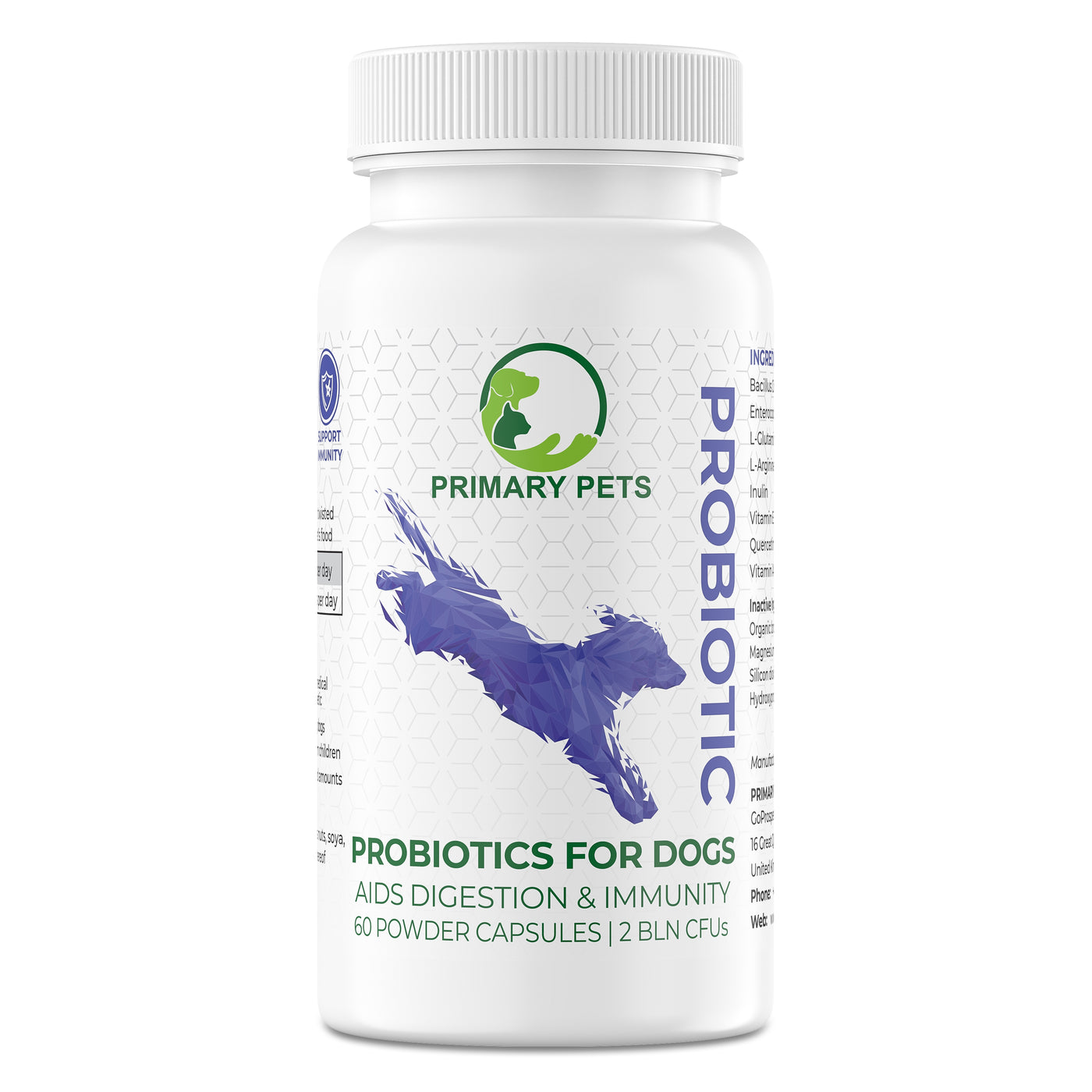 Probiotics for Dogs with Prebiotics | 60 Powder Capsules