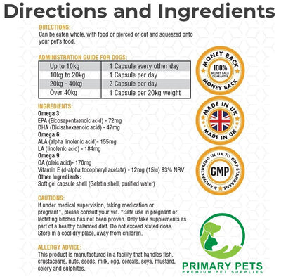 Omega Fish Oil for Dogs & Cats | 120 Softgel Capsules
